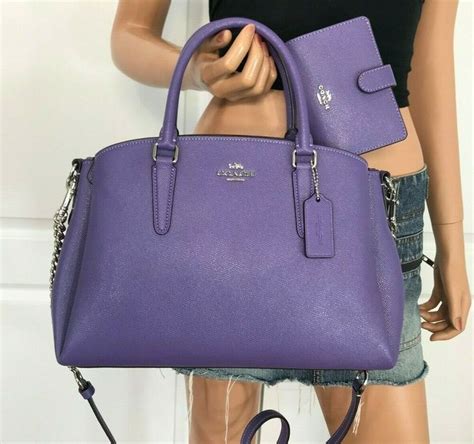 purple checkered coach purse.